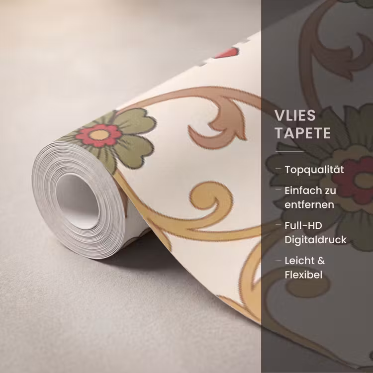 Tapete - Muster – Blumen – Ornament – Klassisch – Farbenfroh — 3