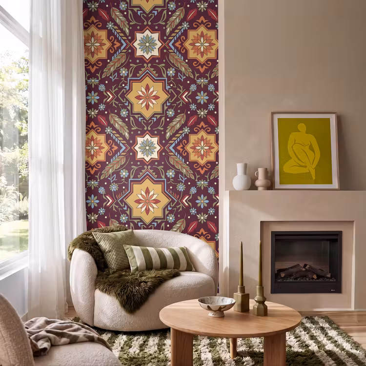 Tapete - Muster – Floral – Geometrisch – Farbenfroh – Dekoration — 1