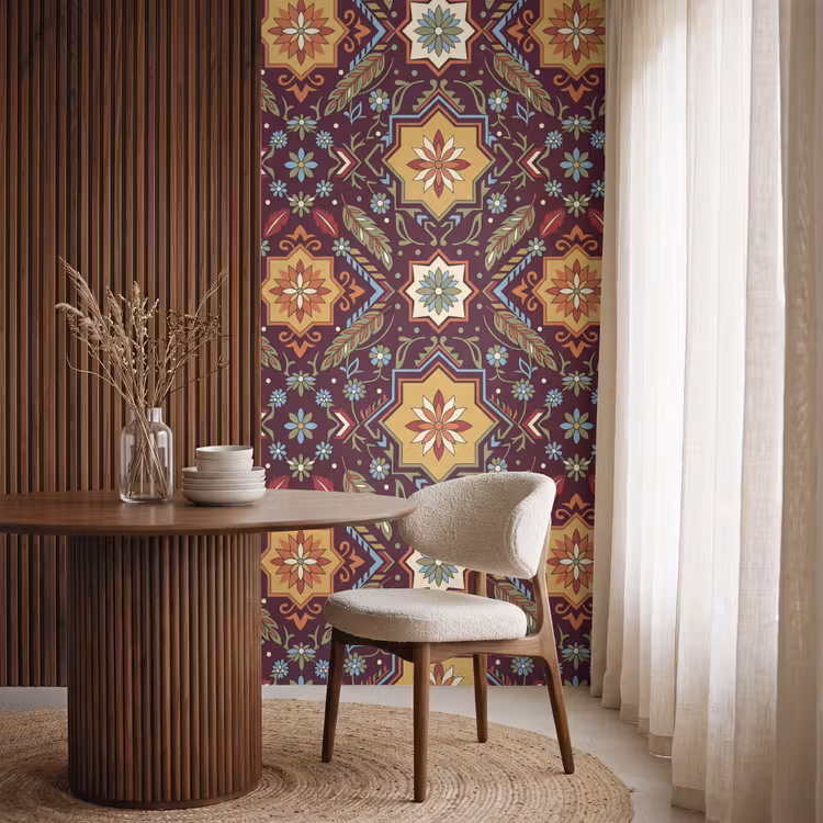 Tapete - Muster – Floral – Geometrisch – Farbenfroh – Dekoration — 4