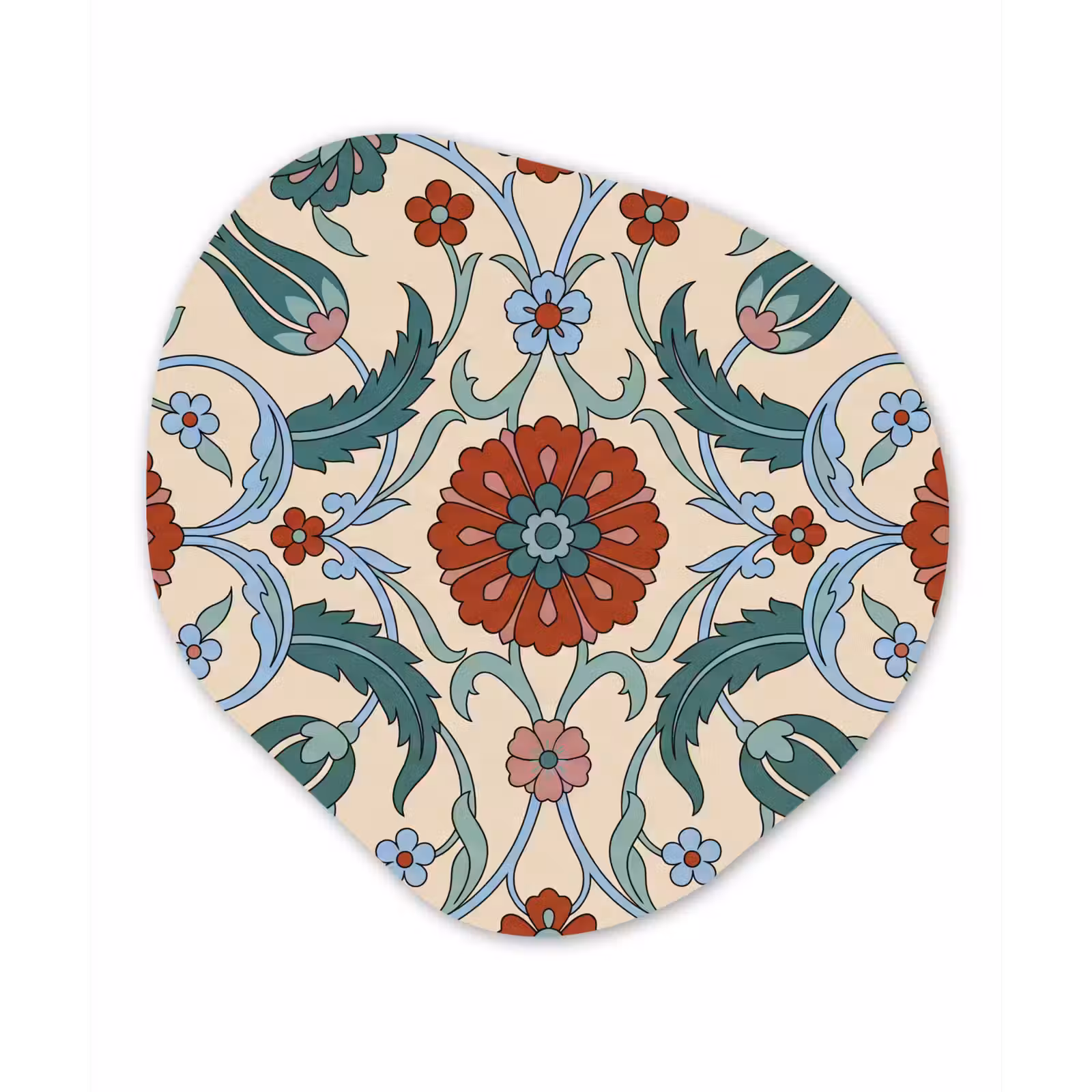 Glasbild Organische Form - Blumen – Muster – Klassisch – Dekoration – Farbenfroh — 1