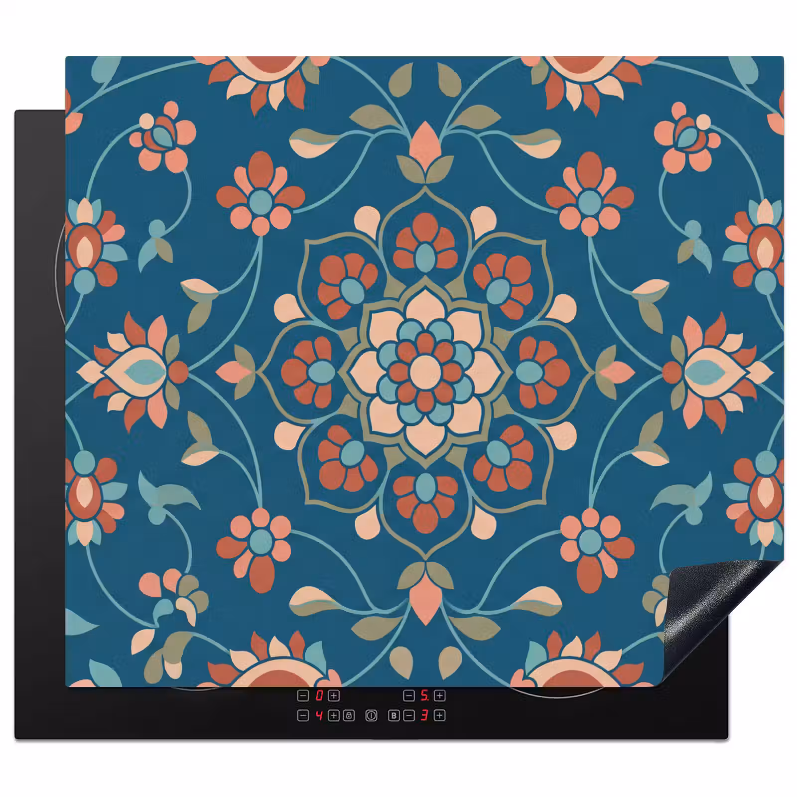 Herdabdeckplatte - Blumen – Muster – Natur – Ornament – Blau — 1