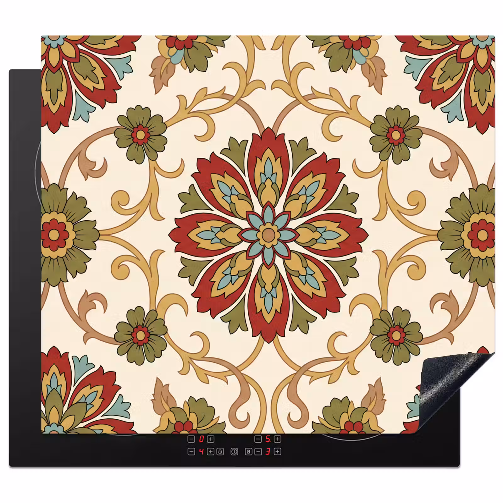Herdabdeckplatte - Muster – Blumen – Ornament – Klassisch – Farbenfroh — 1
