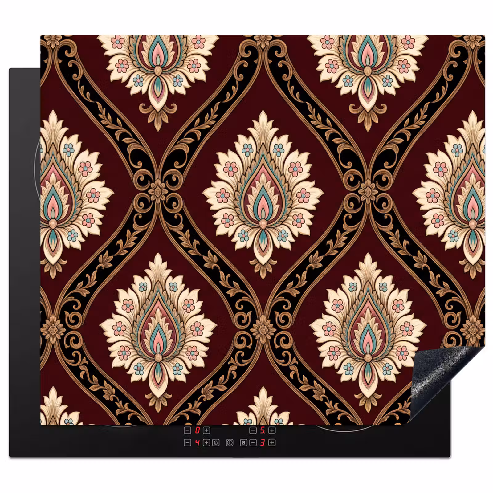 Herdabdeckplatte - Muster – Blumenmotiv – Dekoration – Klassisch – Rot — 1