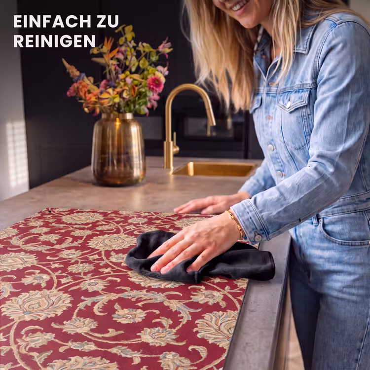 2-in-1 Herdabdeckplatte & Spritzschutz - Muster – Blume – Klassisch – Orientalisch – Rot — 5