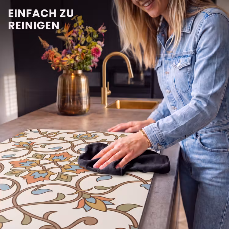 2-in-1 Herdabdeckplatte & Spritzschutz - Muster – Blumen – Ornament – Bunt — 5