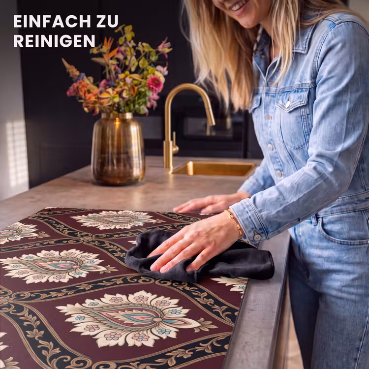 2-in-1 Herdabdeckplatte & Spritzschutz - Muster – Blumenmotiv – Dekoration – Klassisch – Rot — 5