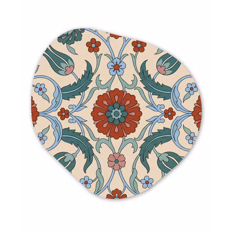 Glasbild Organische Form - Blumen – Muster – Klassisch – Dekoration – Farbenfroh — 1