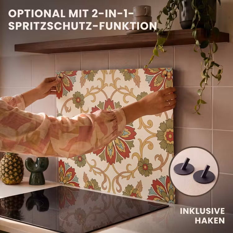 Herdabdeckplatte - Muster – Blumen – Ornament – Klassisch – Farbenfroh — 10