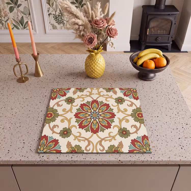 Herdabdeckplatte - Muster – Blumen – Ornament – Klassisch – Farbenfroh — 2