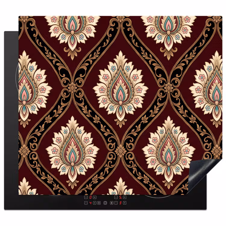 Herdabdeckplatte - Muster – Blumenmotiv – Dekoration – Klassisch – Rot — 1