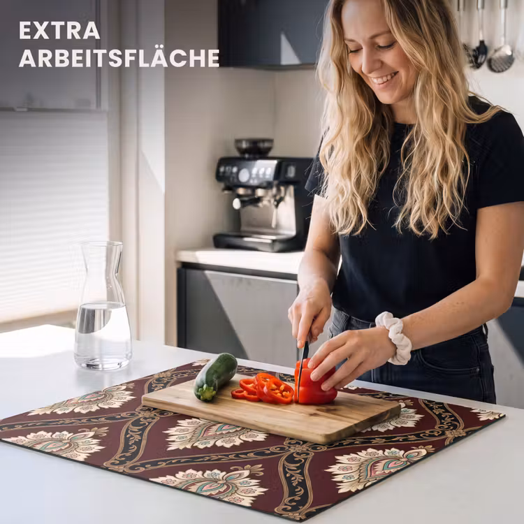 Herdabdeckplatte - Muster – Blumenmotiv – Dekoration – Klassisch – Rot — 4
