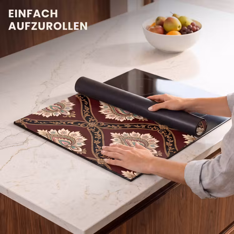Herdabdeckplatte - Muster – Blumenmotiv – Dekoration – Klassisch – Rot — 7