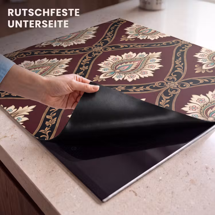 Herdabdeckplatte - Muster – Blumenmotiv – Dekoration – Klassisch – Rot — 9