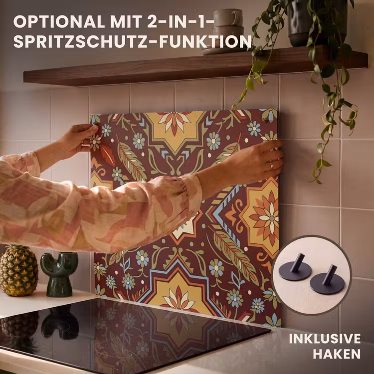 Herdabdeckplatte - Muster – Floral – Geometrisch – Farbenfroh – Dekoration — 10