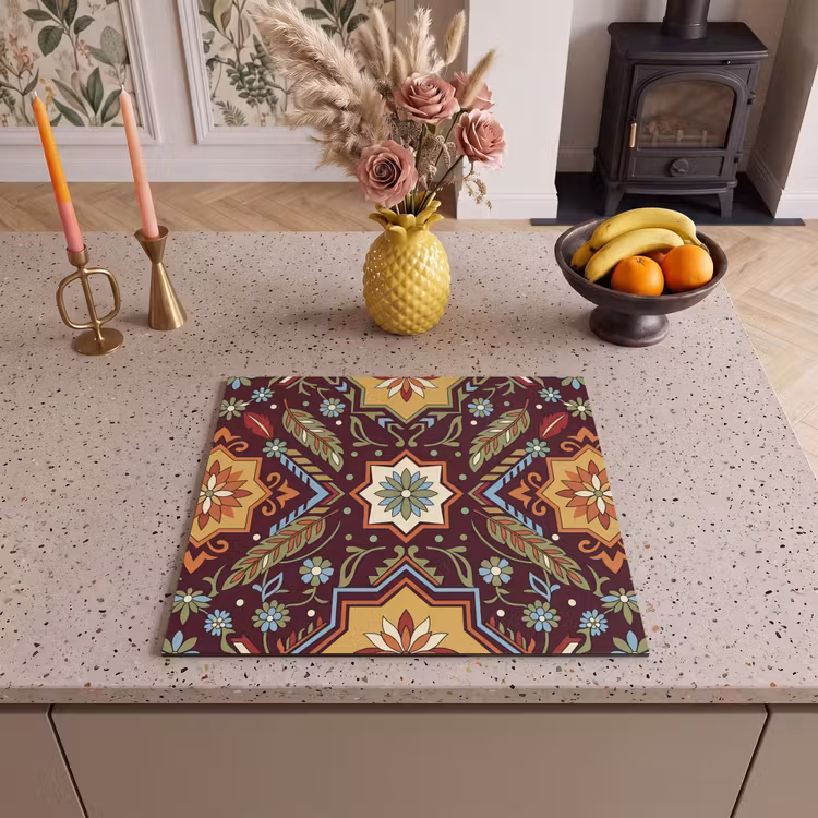 Herdabdeckplatte - Muster – Floral – Geometrisch – Farbenfroh – Dekoration — 2