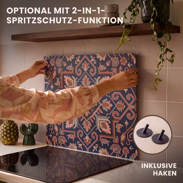 Herdabdeckplatte - Muster – Orientalisch – Blumig – Blau – Klassisch — 10