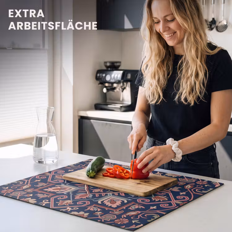 Herdabdeckplatte - Muster – Orientalisch – Blumig – Blau – Klassisch — 4