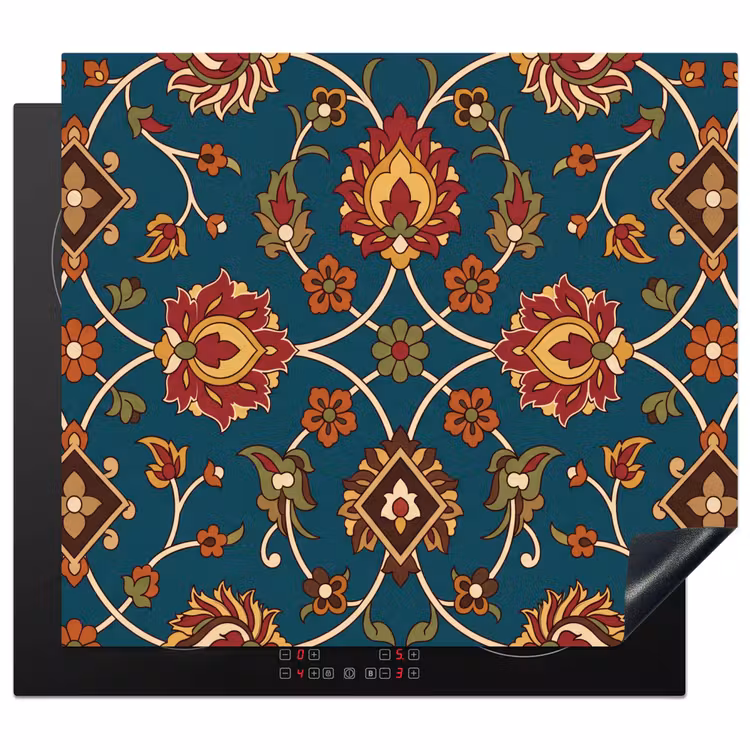 Herdabdeckplatte - Ornament – Flora – Traditionell – Klassisch – Blaugrün — 1