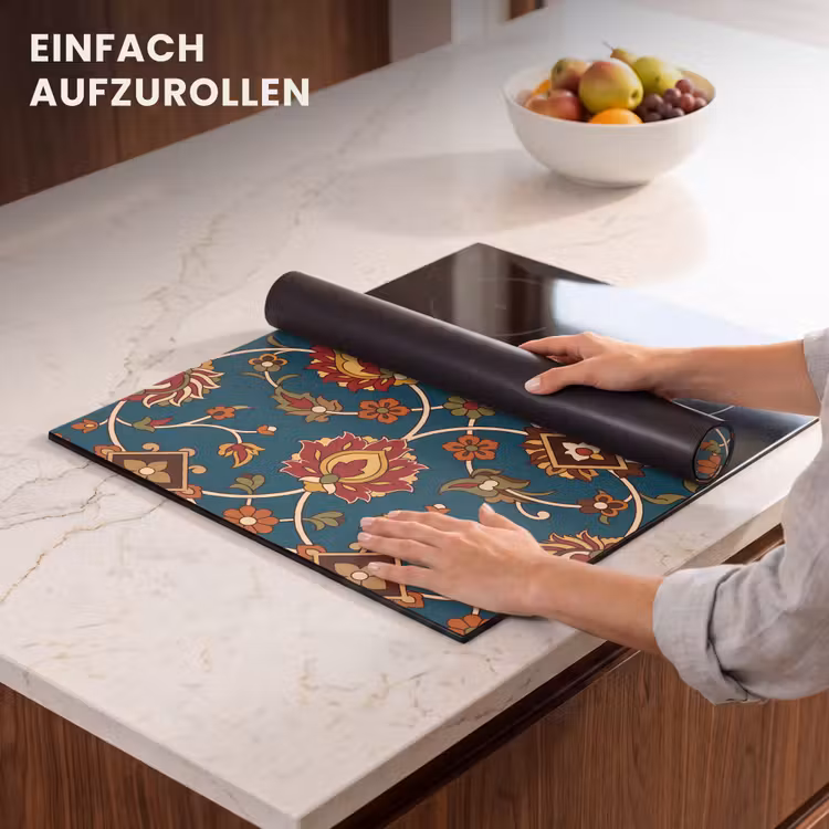 Herdabdeckplatte - Ornament – Flora – Traditionell – Klassisch – Blaugrün — 7