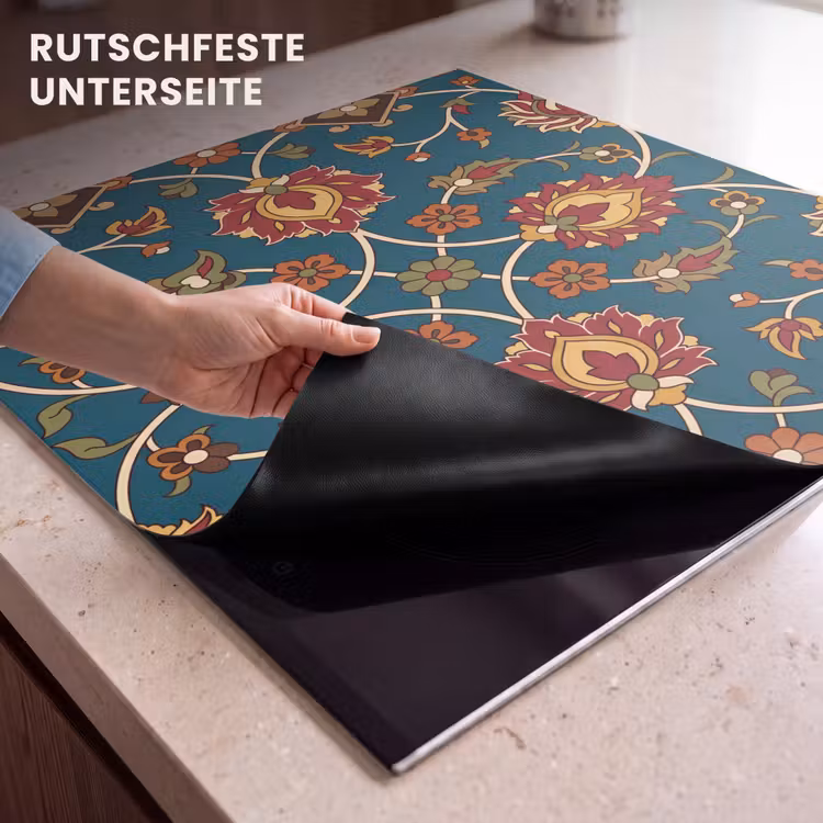 Herdabdeckplatte - Ornament – Flora – Traditionell – Klassisch – Blaugrün — 9