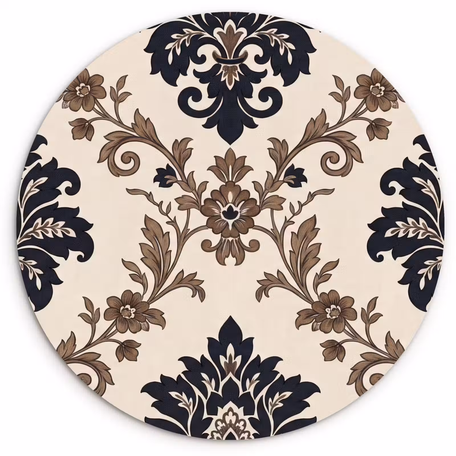 Forexbild Rund - Muster – Blumenmuster – Klassisch – Beige-Blau — 1