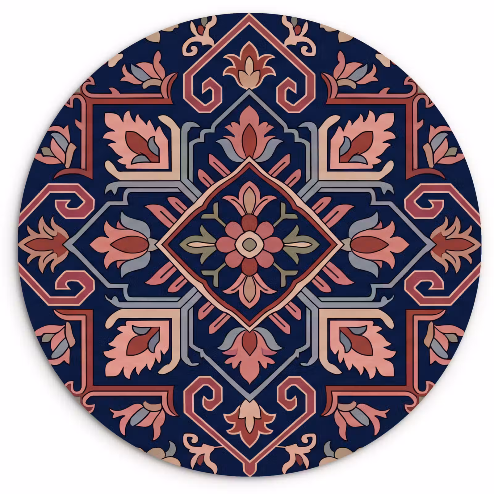 Forexbild Rund - Muster – Orientalisch – Blumig – Blau – Klassisch — 1