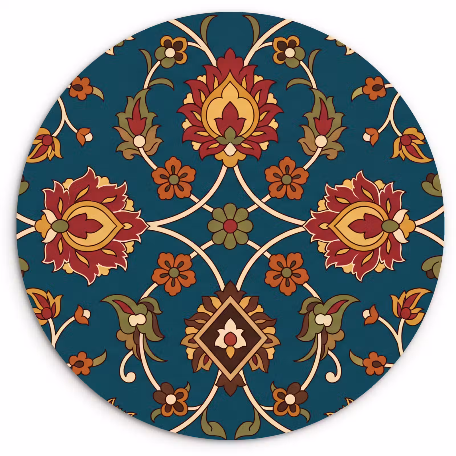 Forexbild Rund - Ornament – Flora – Traditionell – Klassisch – Blaugrün — 1