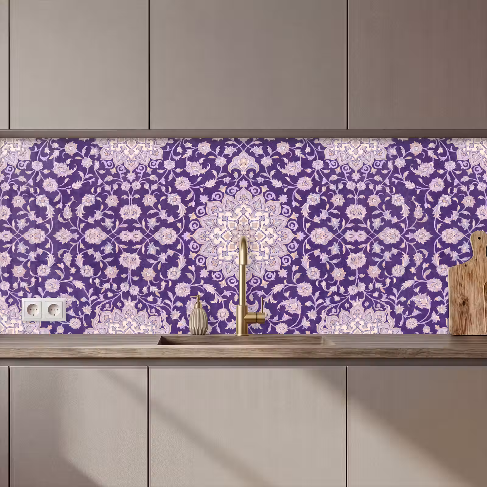 Küchenrückwand - Muster – Medaillon – Orientalisch – Lila – Dekoration — 1