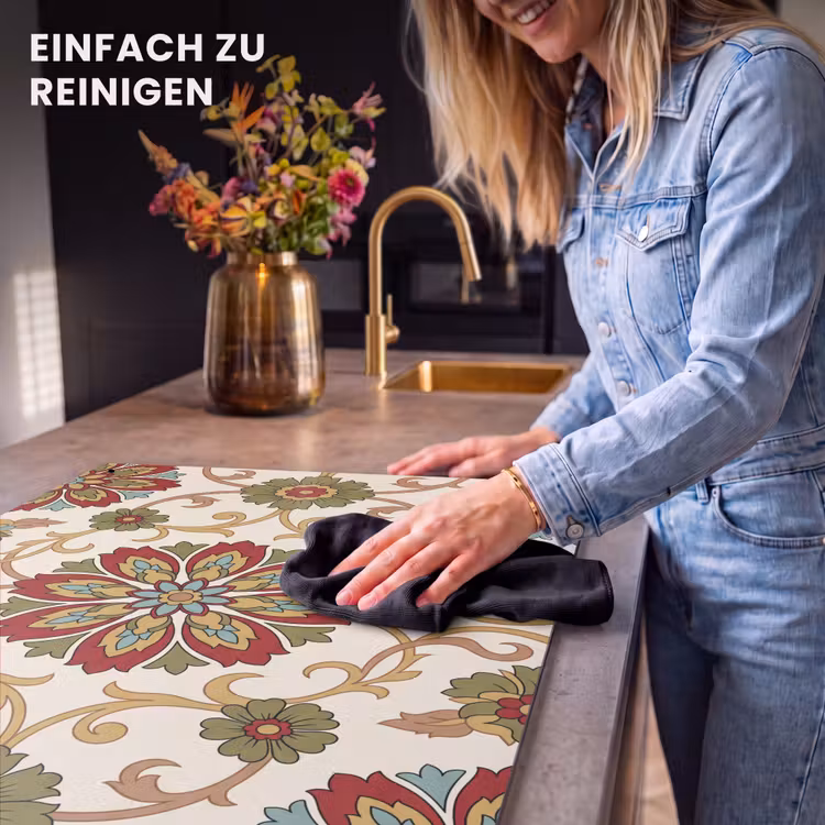 2-in-1 Herdabdeckplatte & Spritzschutz - Muster – Blumen – Ornament – Klassisch – Farbenfroh — 5