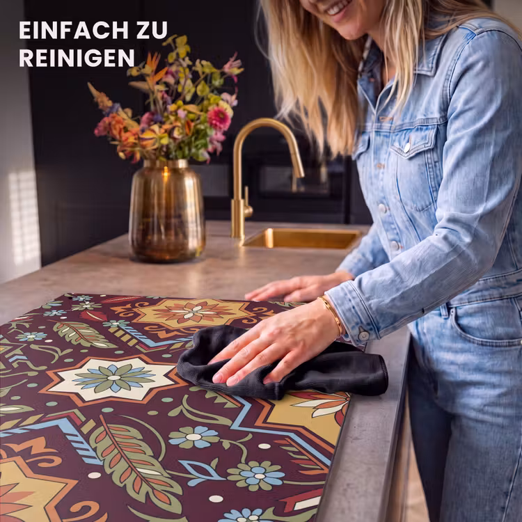 2-in-1 Herdabdeckplatte & Spritzschutz - Muster – Floral – Geometrisch – Farbenfroh – Dekoration — 5