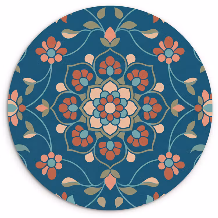 Forexbild Rund - Blumen – Muster – Natur – Ornament – Blau — 1