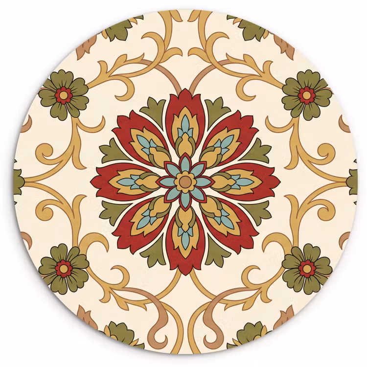 Forexbild Rund - Muster – Blumen – Ornament – Klassisch – Farbenfroh — 1