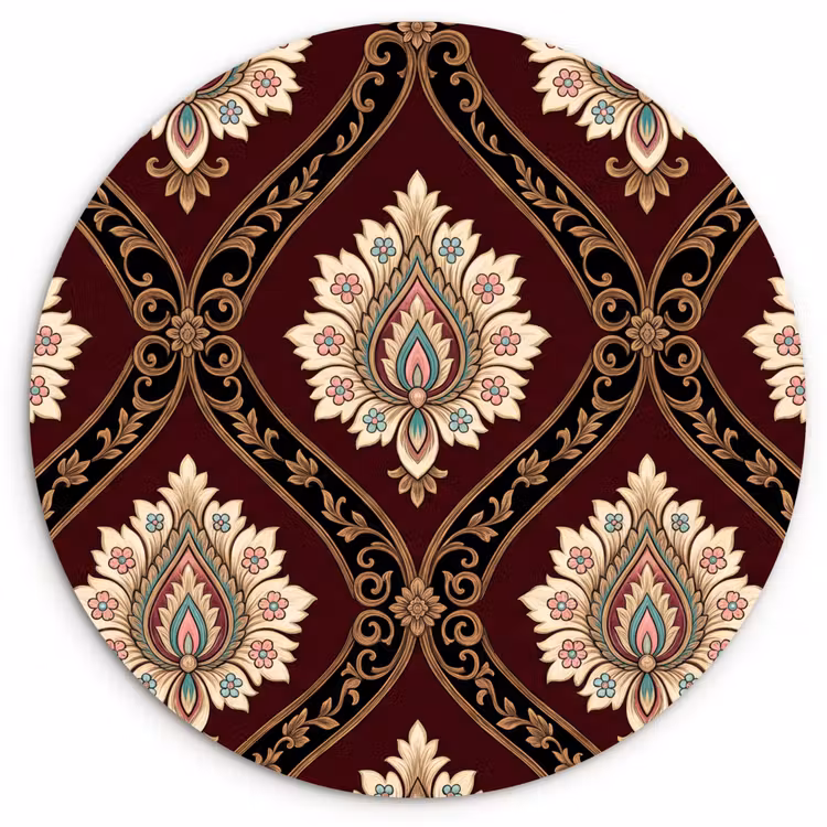 Forexbild Rund - Muster – Blumenmotiv – Dekoration – Klassisch – Rot — 1