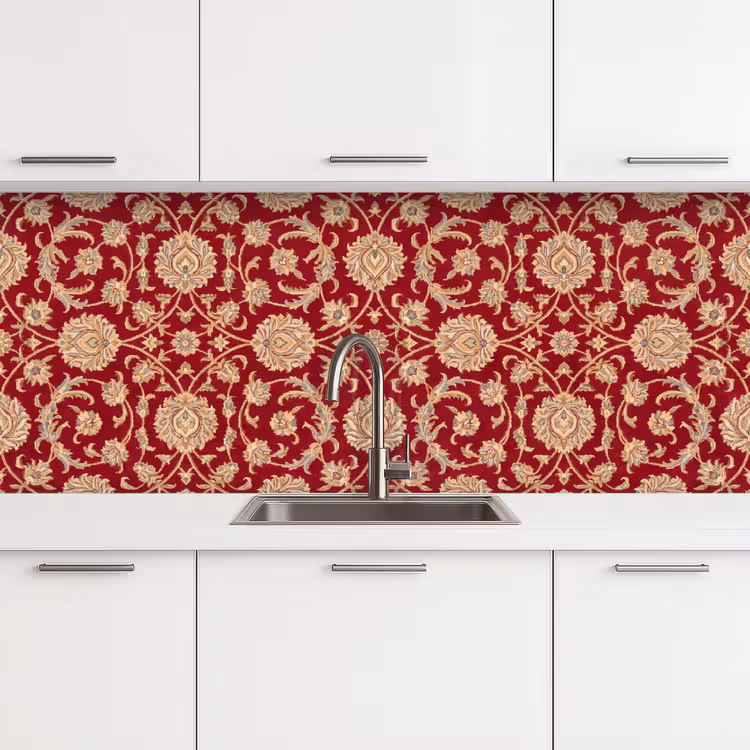 Küchenrückwand - Muster – Blume – Klassisch – Orientalisch – Rot — 4