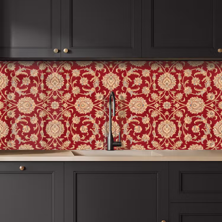 Küchenrückwand - Muster – Blume – Klassisch – Orientalisch – Rot — 6