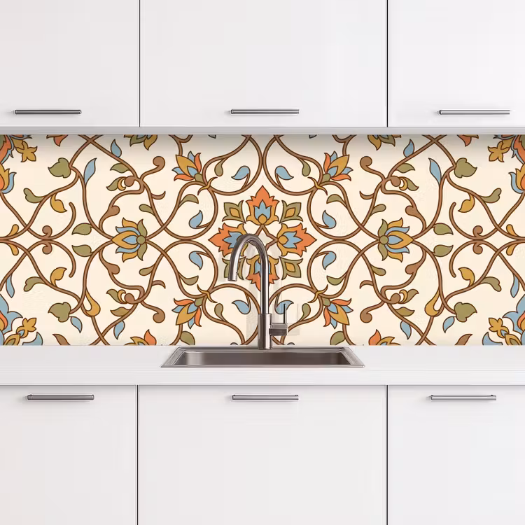 Küchenrückwand - Muster – Blumen – Ornament – Bunt — 4