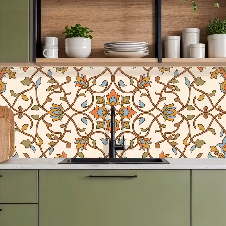Küchenrückwand - Muster – Blumen – Ornament – Bunt — 8