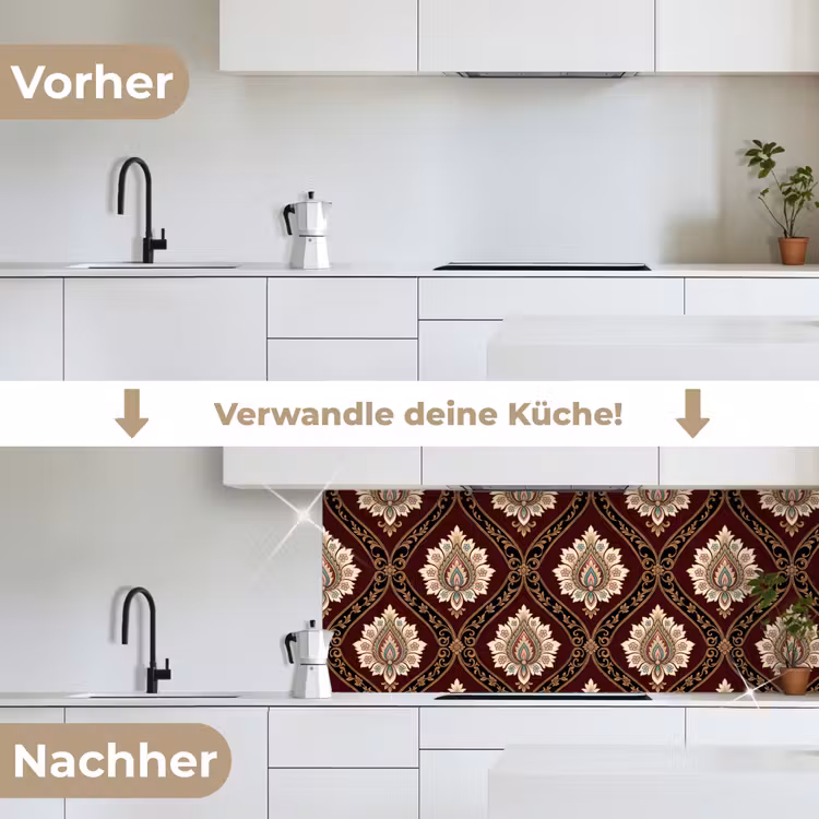 Küchenrückwand - Muster – Blumenmotiv – Dekoration – Klassisch – Rot — 3