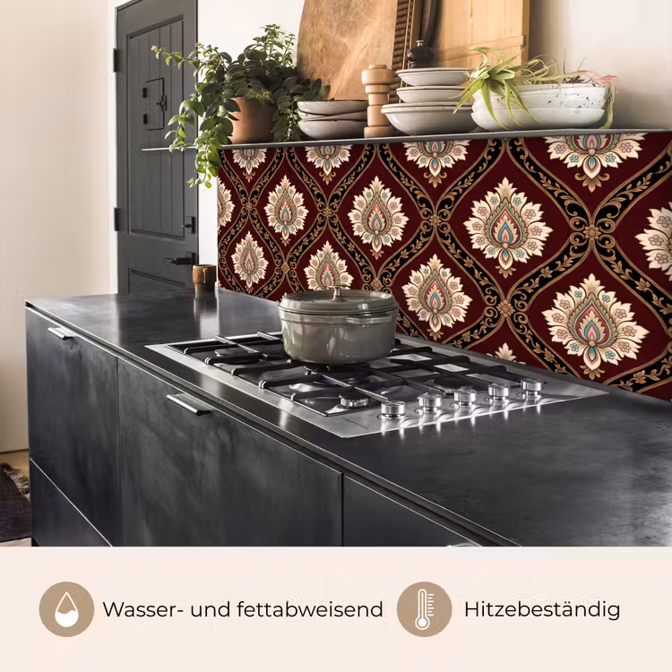 Küchenrückwand - Muster – Blumenmotiv – Dekoration – Klassisch – Rot — 5
