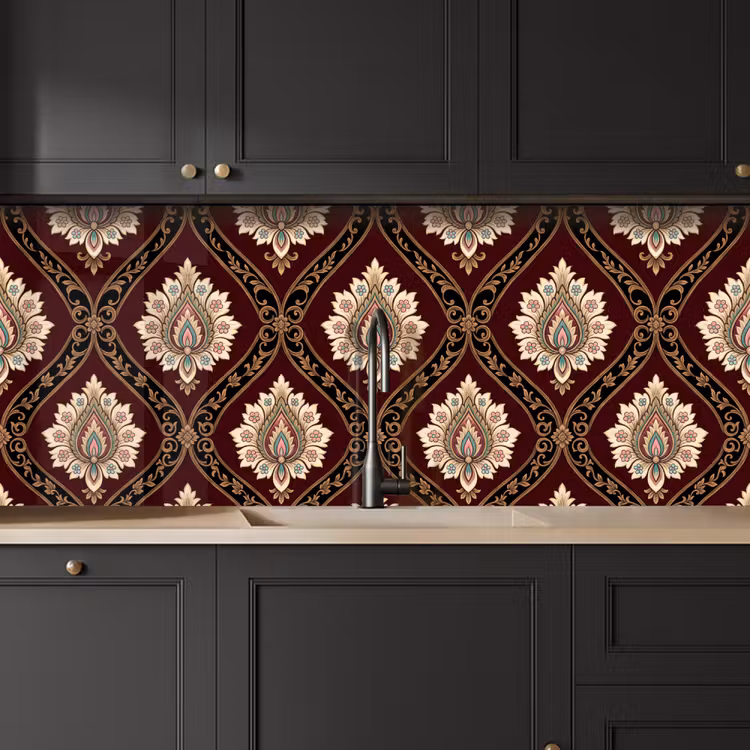 Küchenrückwand - Muster – Blumenmotiv – Dekoration – Klassisch – Rot — 6