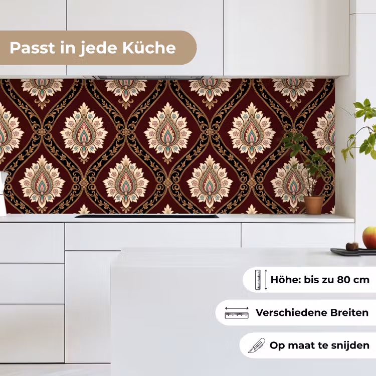 Küchenrückwand - Muster – Blumenmotiv – Dekoration – Klassisch – Rot — 7