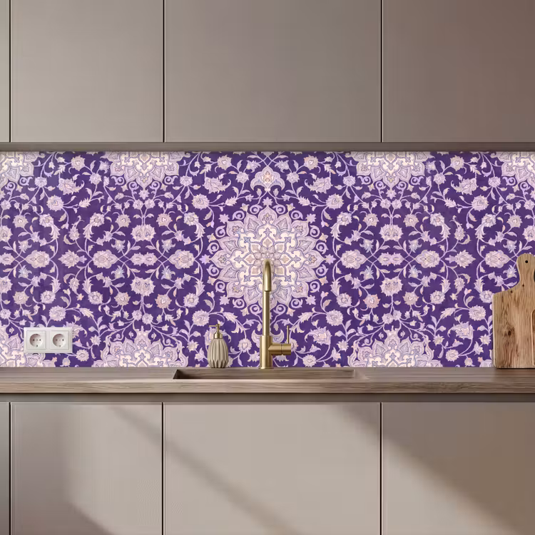Küchenrückwand - Muster – Medaillon – Orientalisch – Lila – Dekoration — 1