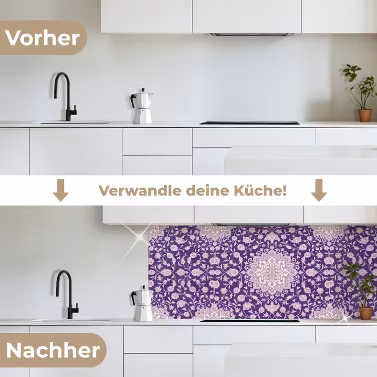 Küchenrückwand - Muster – Medaillon – Orientalisch – Lila – Dekoration — 3