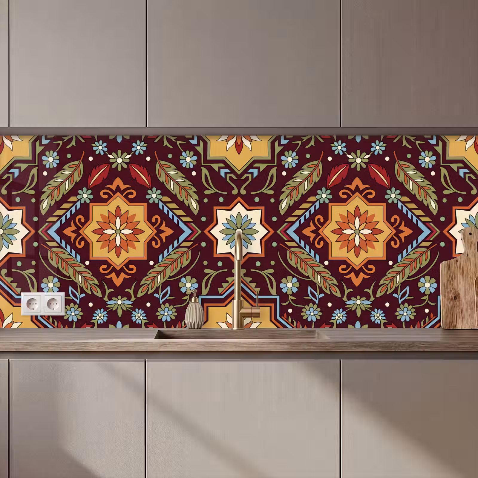 Küchenrückwand - Muster – Floral – Geometrisch – Farbenfroh – Dekoration — 1