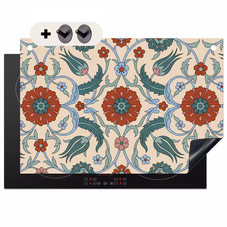 2-in-1 Herdabdeckplatte & Spritzschutz - Blumen – Muster – Klassisch – Dekoration – Farbenfroh — 1