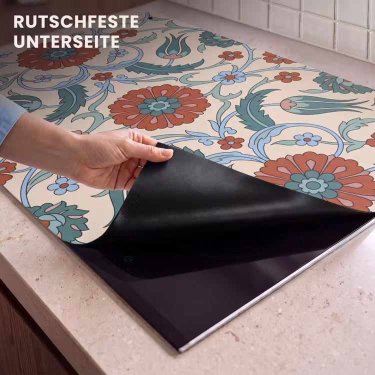 2-in-1 Herdabdeckplatte & Spritzschutz - Blumen – Muster – Klassisch – Dekoration – Farbenfroh — 4