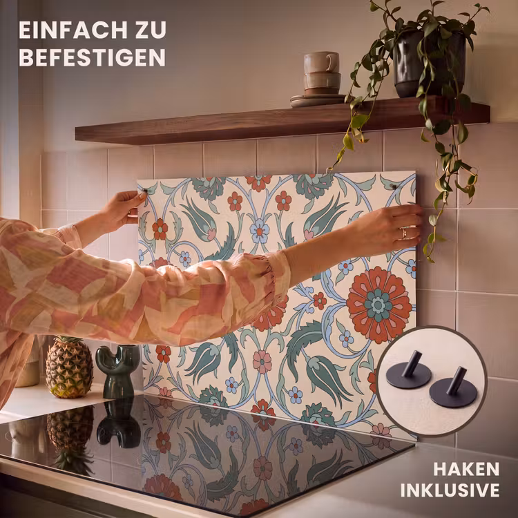 2-in-1 Herdabdeckplatte & Spritzschutz - Blumen – Muster – Klassisch – Dekoration – Farbenfroh — 7