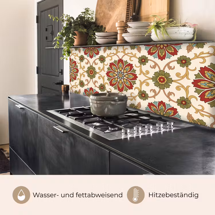 Küchenrückwand - Muster – Blumen – Ornament – Klassisch – Farbenfroh — 5