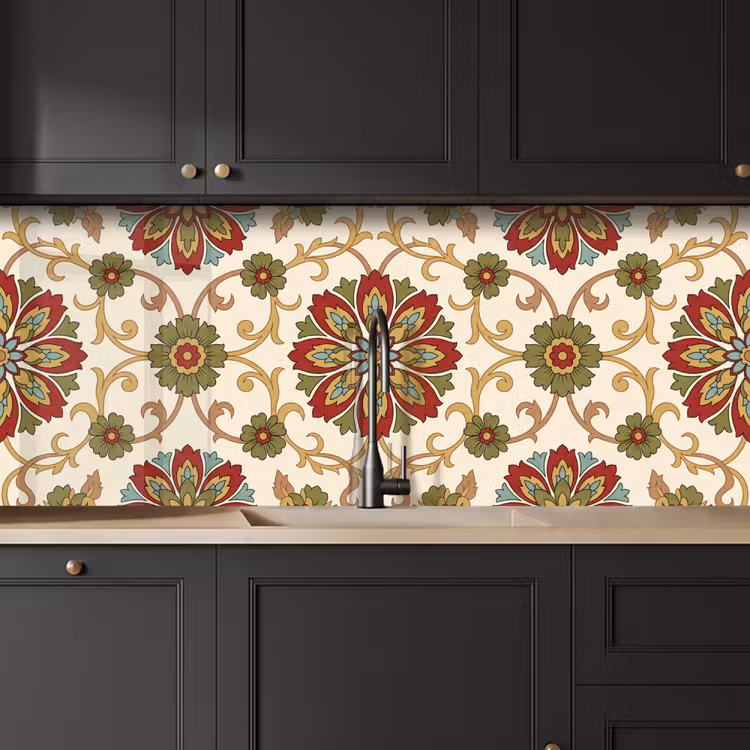 Küchenrückwand - Muster – Blumen – Ornament – Klassisch – Farbenfroh — 6