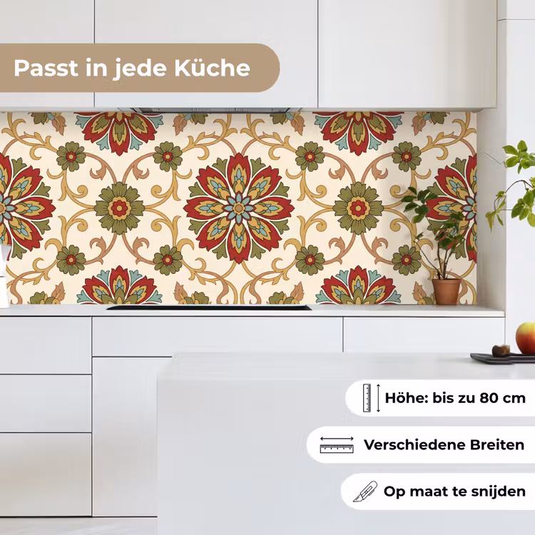 Küchenrückwand - Muster – Blumen – Ornament – Klassisch – Farbenfroh — 7